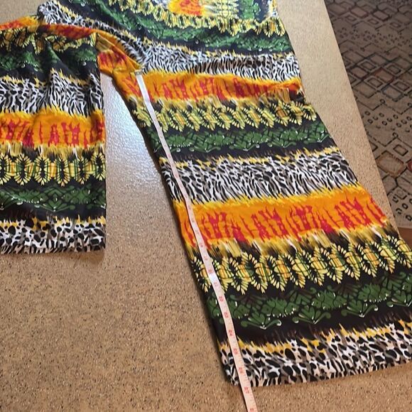 Colorful jungle leopard print high waist wide leg pants 2X - Picture 12 of 16
